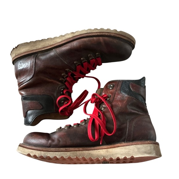Vintage man Frye brown leather boots with red laces size 13D moto main image 10